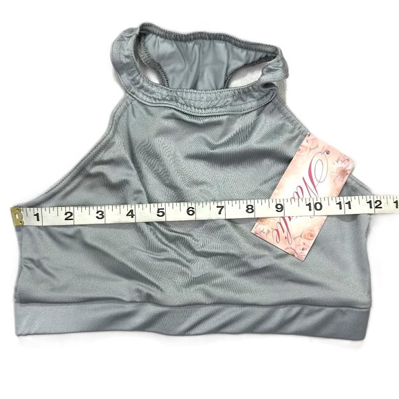 Woman’s Natalie Dancewear Soft Gray Crop Top, Size LC - Picture 4 of 7